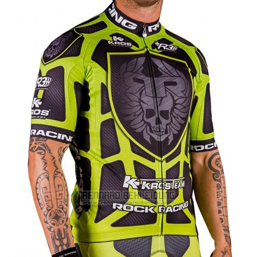 2016 Fahrradbekleidung Rock Racing Grun und Braun Trikot Kurzarm und Tragerhose